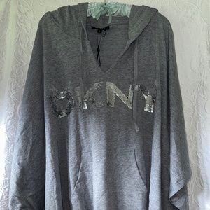 DKNY Gray Hooded Poncho Women’s Size 3X